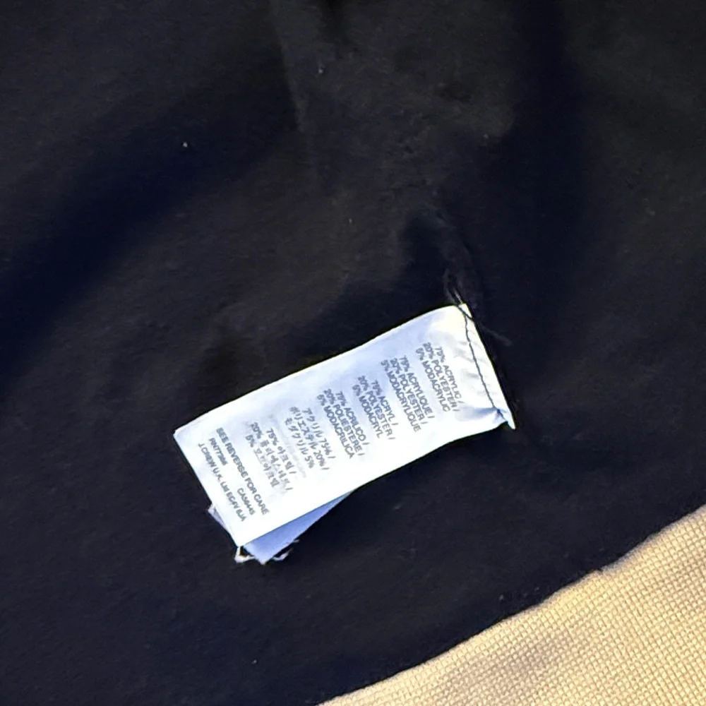 J. Crew Off White and Navy Fleece Full Zip Jacket, L - Picture 4 of 10